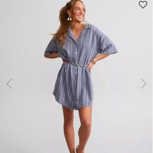 Blue stripe button dress